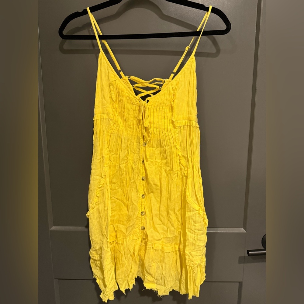 Anthropologie Yellow Button-Front Sundress